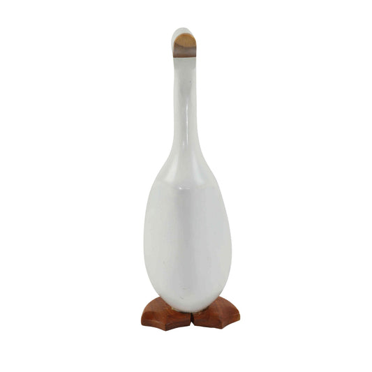 Bare Decor Albert the Duck, Hand Carved and Painted White, Bamboo Root Figurine