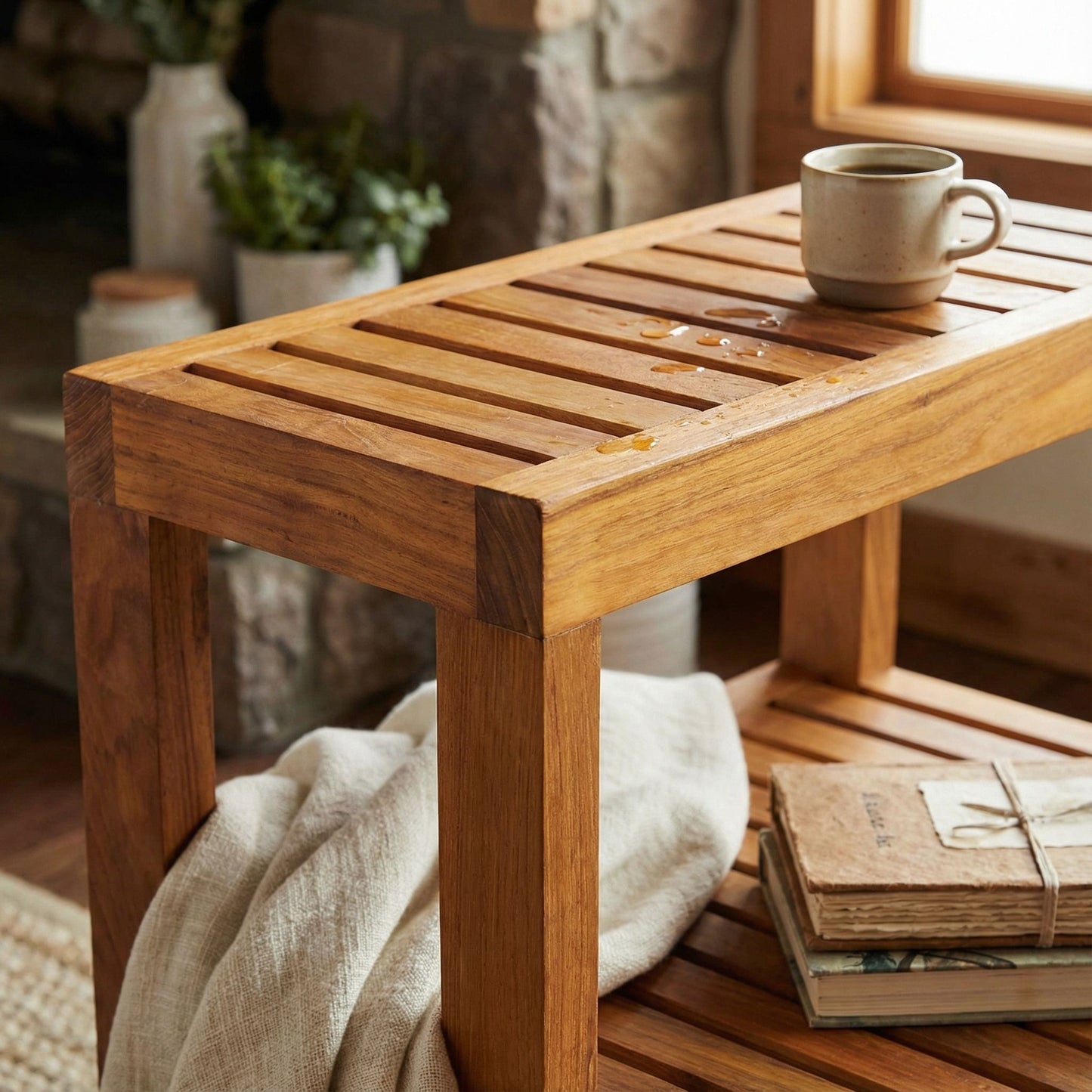 Bare Decor Biggie 2 Tier End Table in Solid Teak Wood