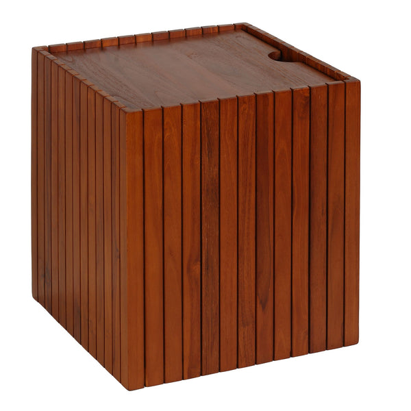Bare Decor Kiev Solid Teak Storage Basket Box with Lid,17x17x20
