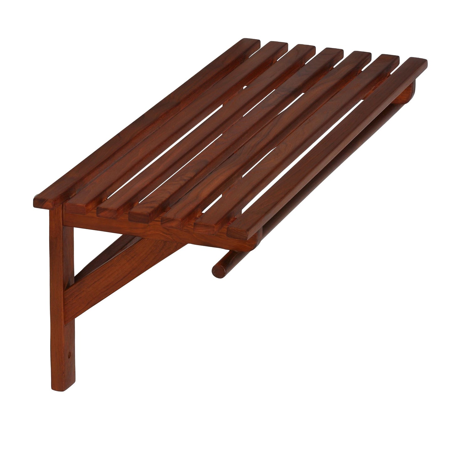 Bare Decor Caracas Bathroom Wall Shelf with Hangers in Solid Teak Wood 31.5"