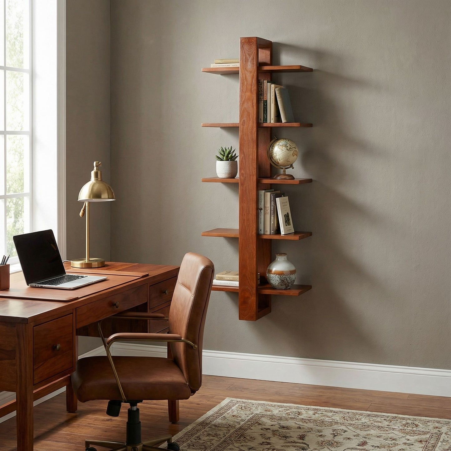 Bare Decor Delhi 5 Tier Wall Mounted Shelf in Solid Teak Wood