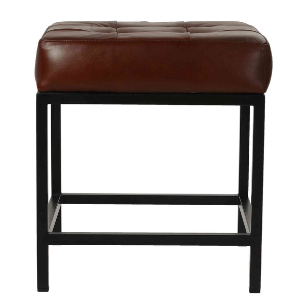 Bare Decor Tanzie Genuine Leather Stool and Metal Legs