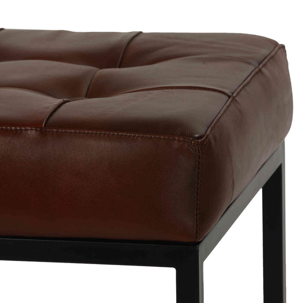 Bare Decor Tanzie Genuine Leather Stool and Metal Legs