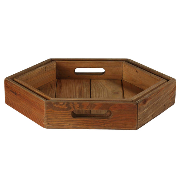 Bare Decor Cooper Hexagon Nesting 2 Piece Tray Set