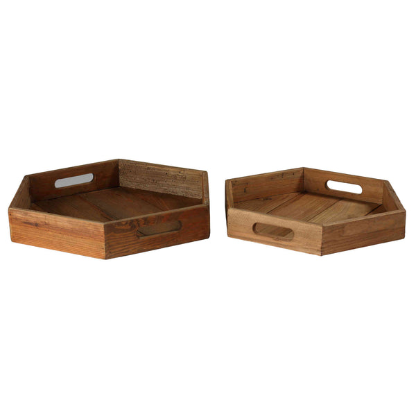 Bare Decor Cooper Hexagon Nesting 2 Piece Tray Set