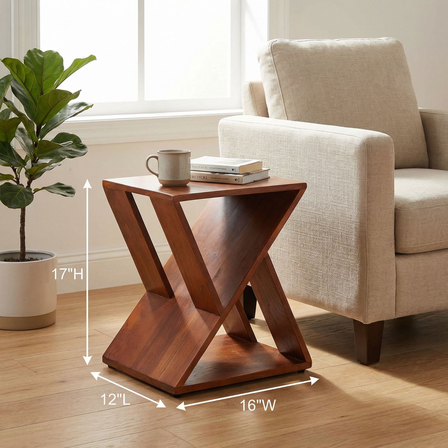 Bare Decor Innsbruck Twist Table or Stool in Solid Teak Wood, Indoor 16x12x17h