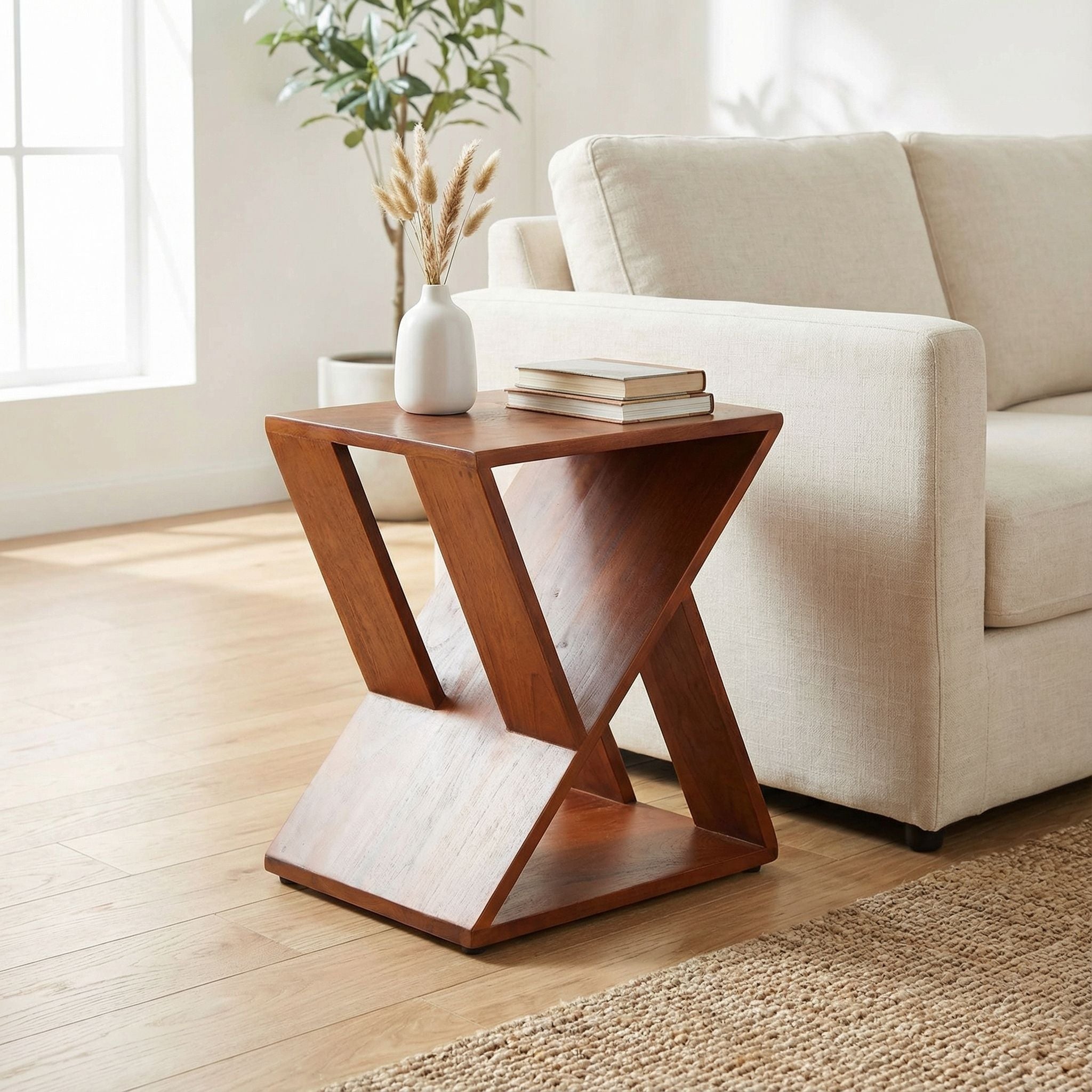 Bare Decor Innsbruck Twist Table or Stool in Solid Teak Wood, Indoor 16x12x17h