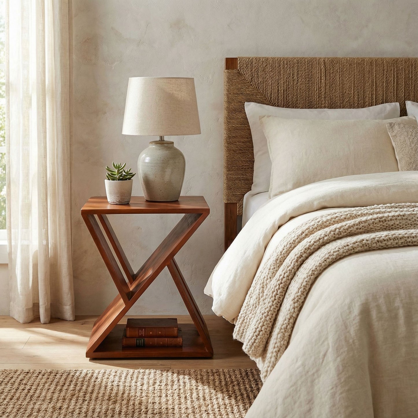 Bare Decor Innsbruck Twist Table or Stool in Solid Teak Wood, Indoor 16x12x17h