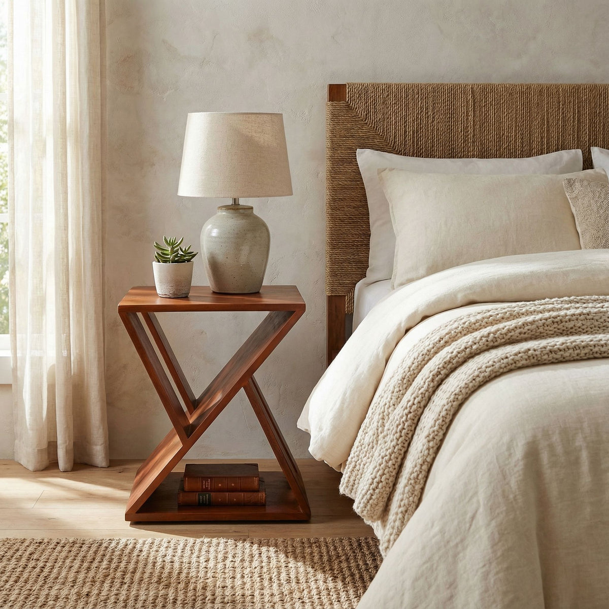 Bare Decor Innsbruck Twist Table or Stool in Solid Teak Wood, Indoor 16x12x17h