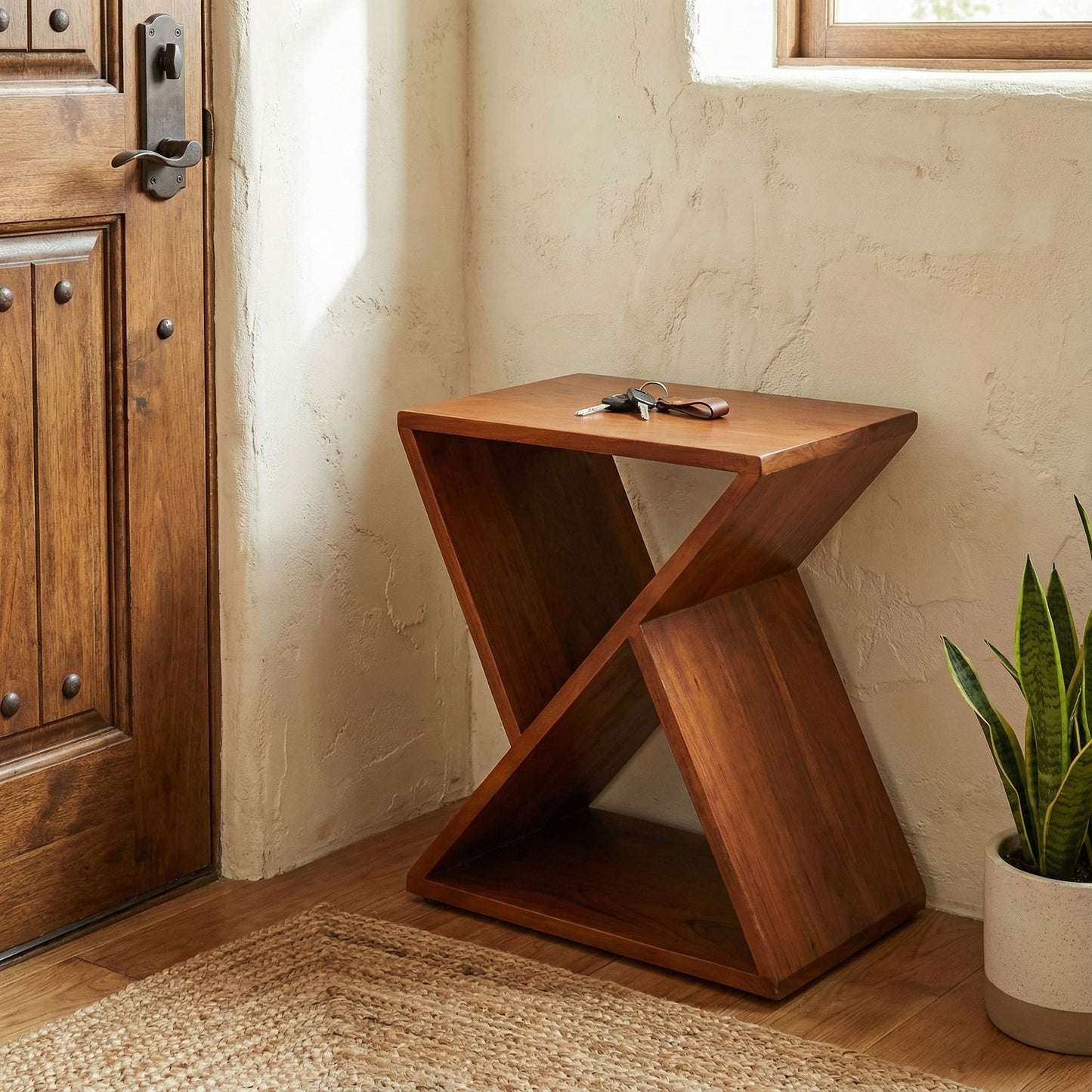 Bare Decor Innsbruck Twist Table or Stool in Solid Teak Wood, Indoor 16x12x17h