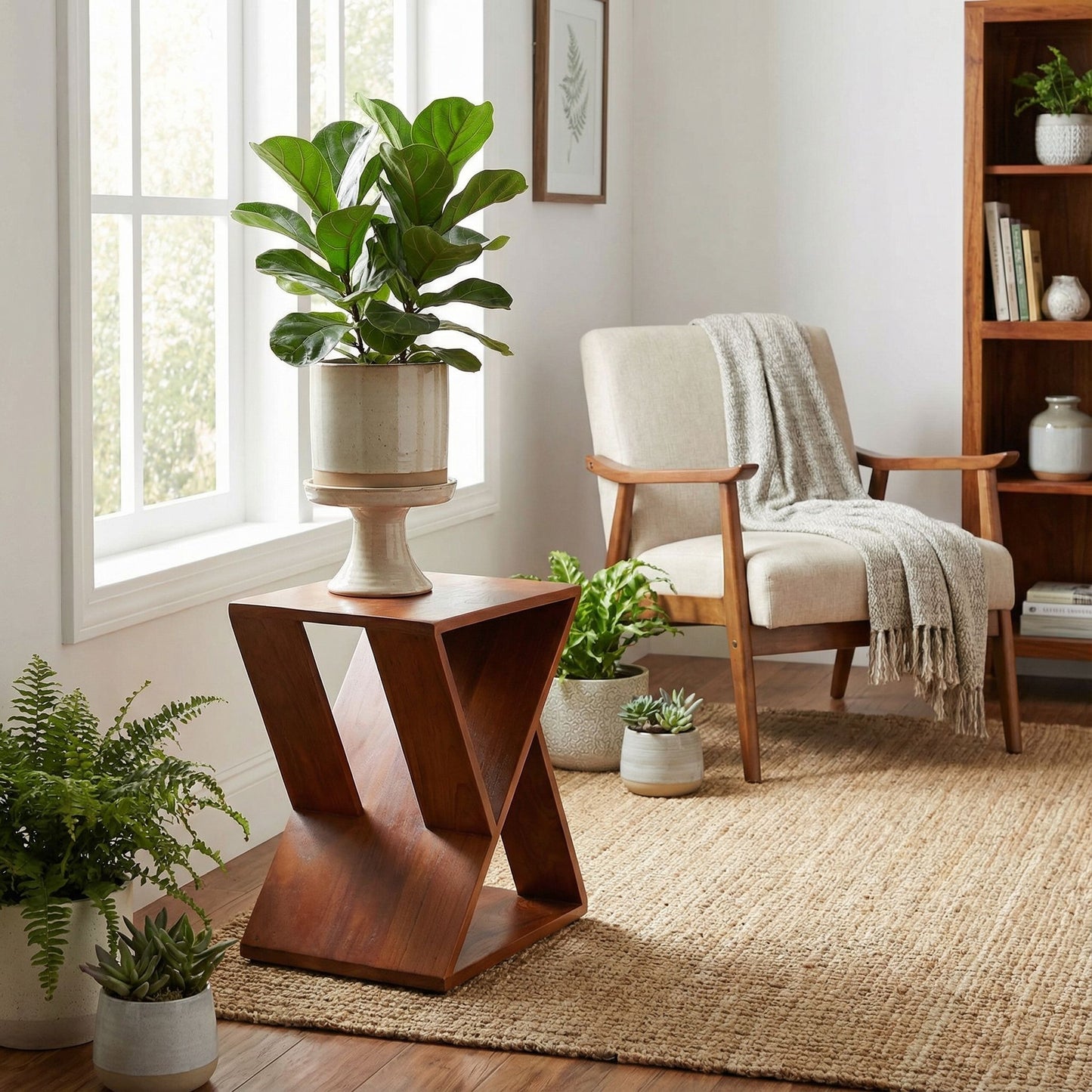Bare Decor Innsbruck Twist Table or Stool in Solid Teak Wood, Indoor 16x12x17h
