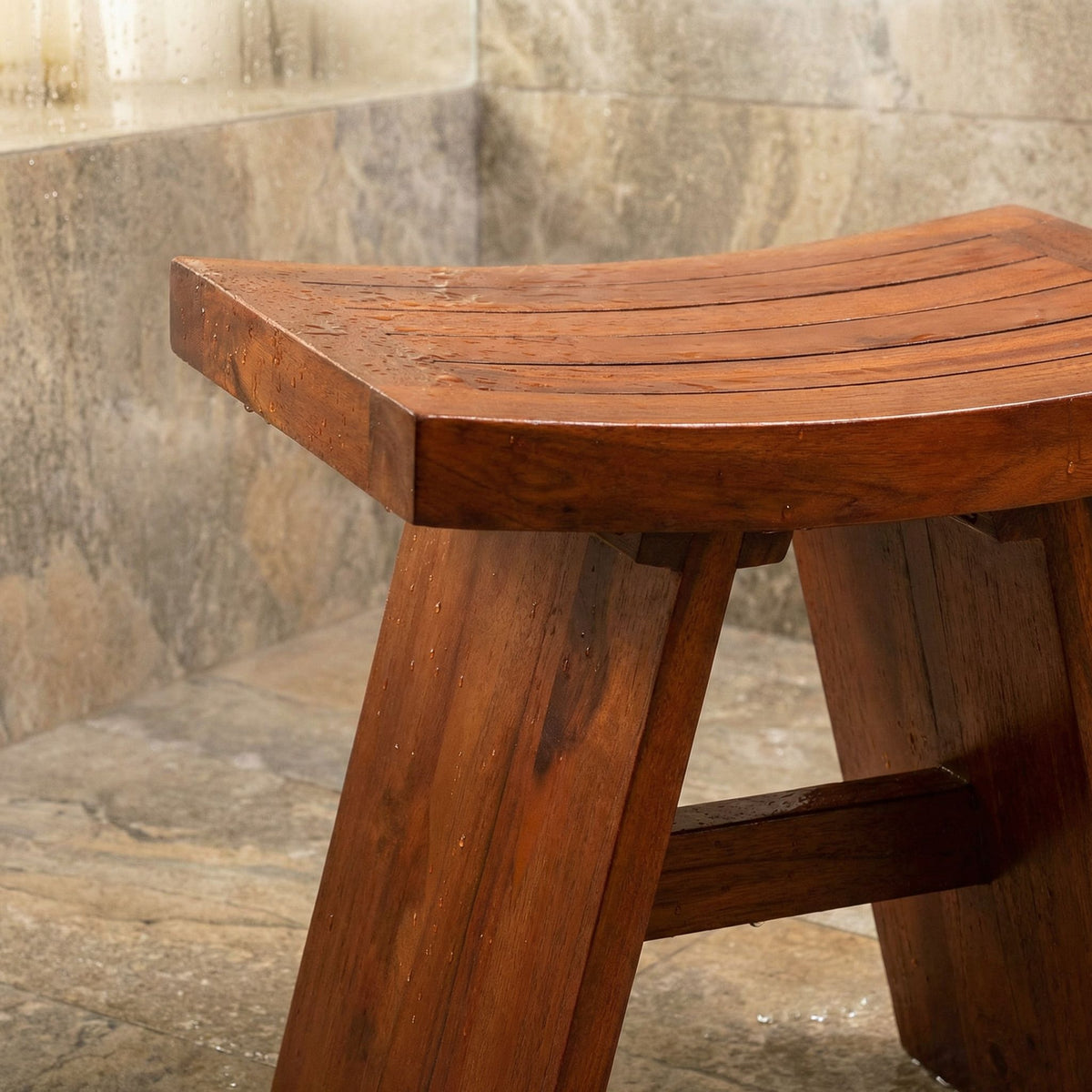 Bare Decor Sofi Shower Stool in Solid Teak Wood, 18"x12"x18"