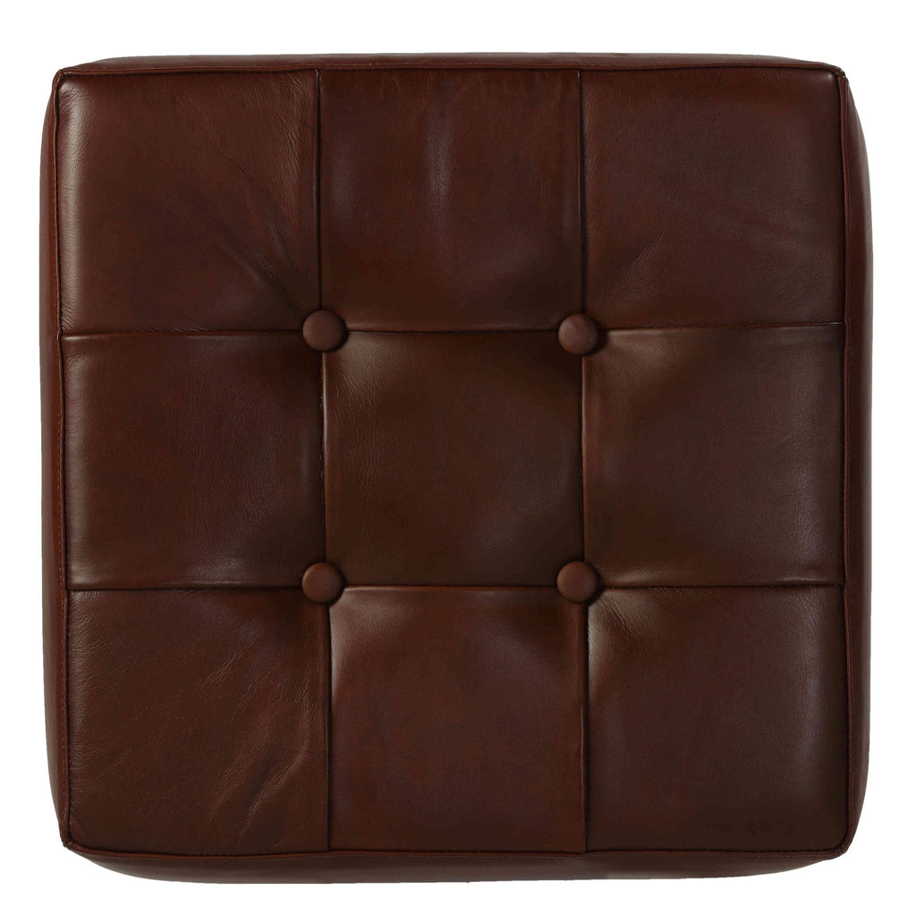 Bare Decor Tanzie Genuine Leather Stool and Metal Legs
