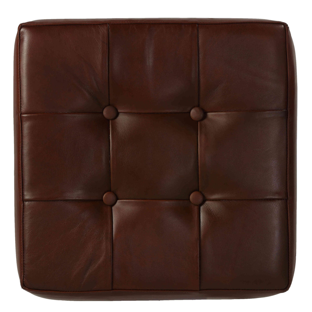 Bare Decor Tanzie Genuine Leather Stool and Metal Legs