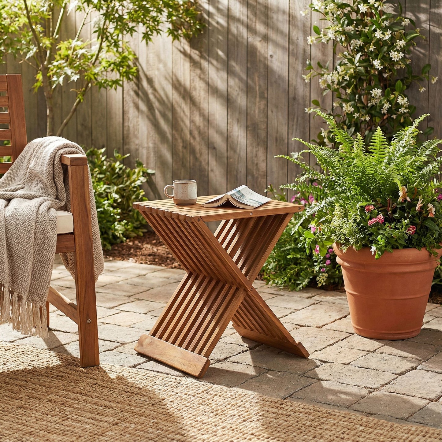 Bare Decor Rocco Folding Stool in Solid Teak Wood