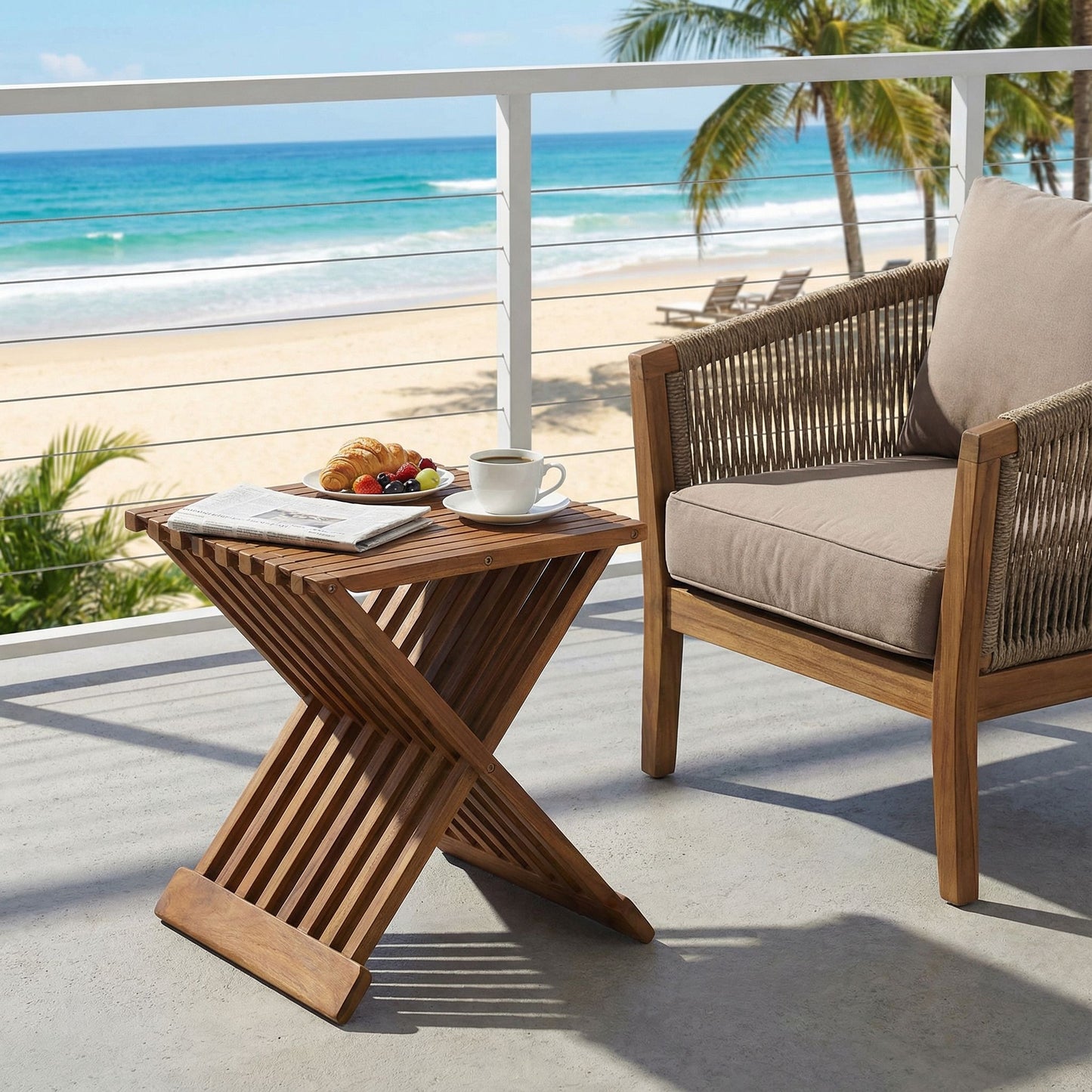 Bare Decor Rocco Folding Stool in Solid Teak Wood