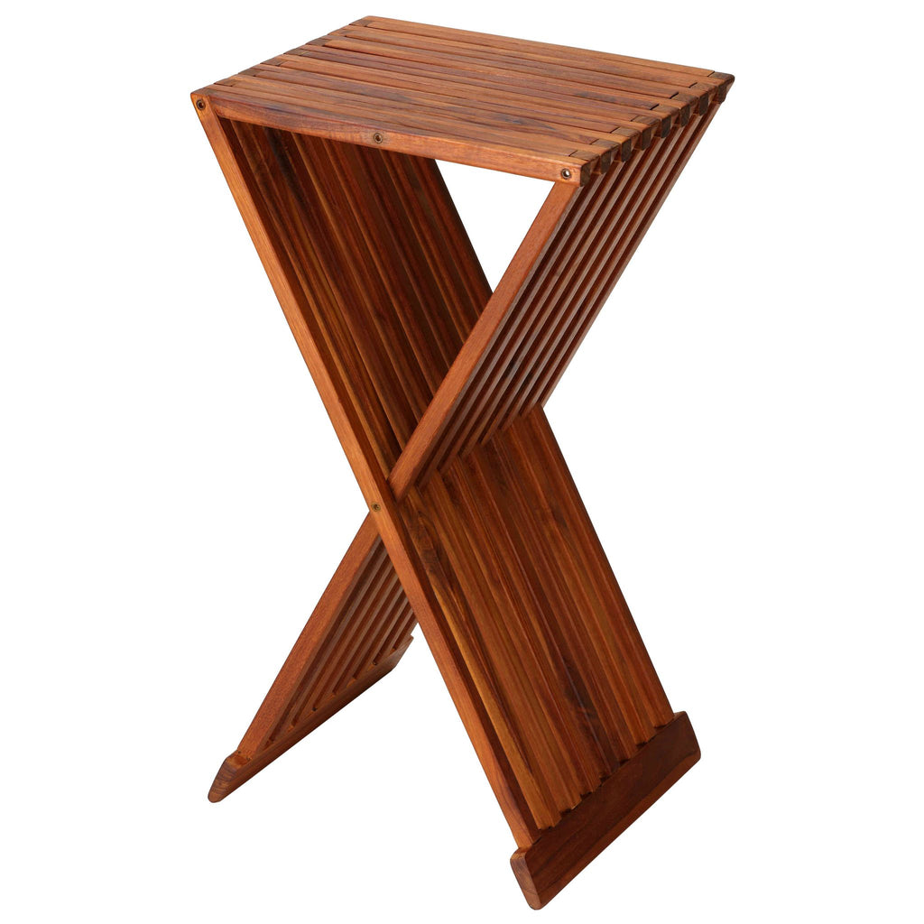 Bare Decor Taj Folding Plantstand End Table in Solid Teak Wood, 28" High