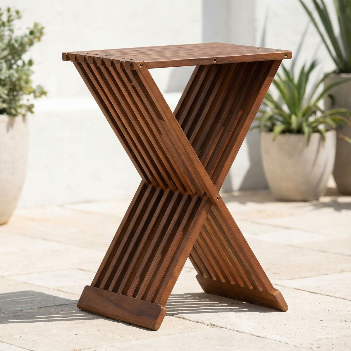 Bare Decor Leaf Folding Counterstool in Solid Teak Wood 24" high