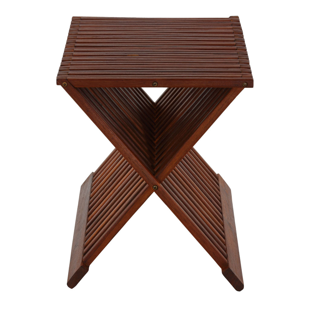 Bare Decor Felipa Folding Teak Accent Stool, 23"