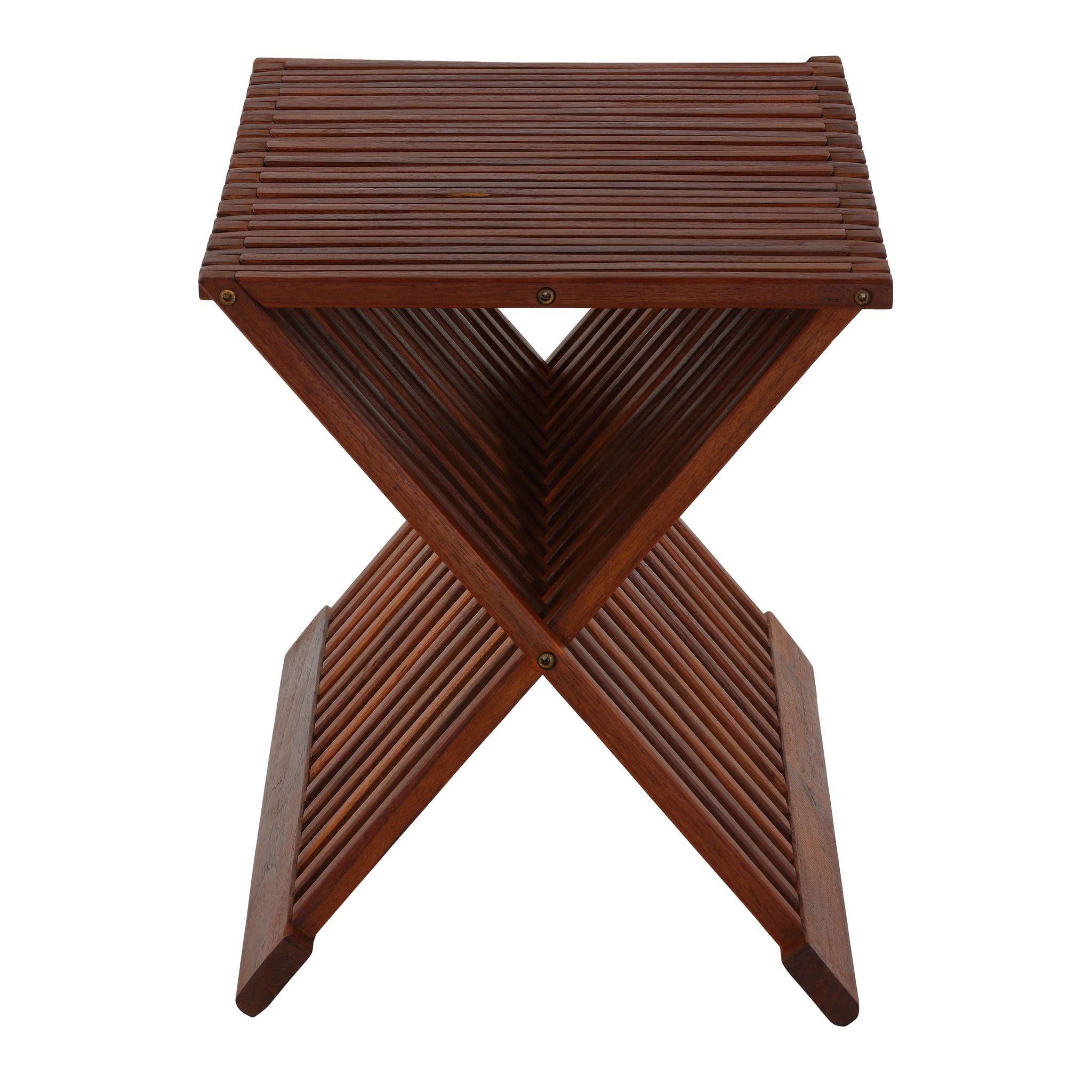 Bare Decor Felipa Folding Teak Accent Stool, 23"