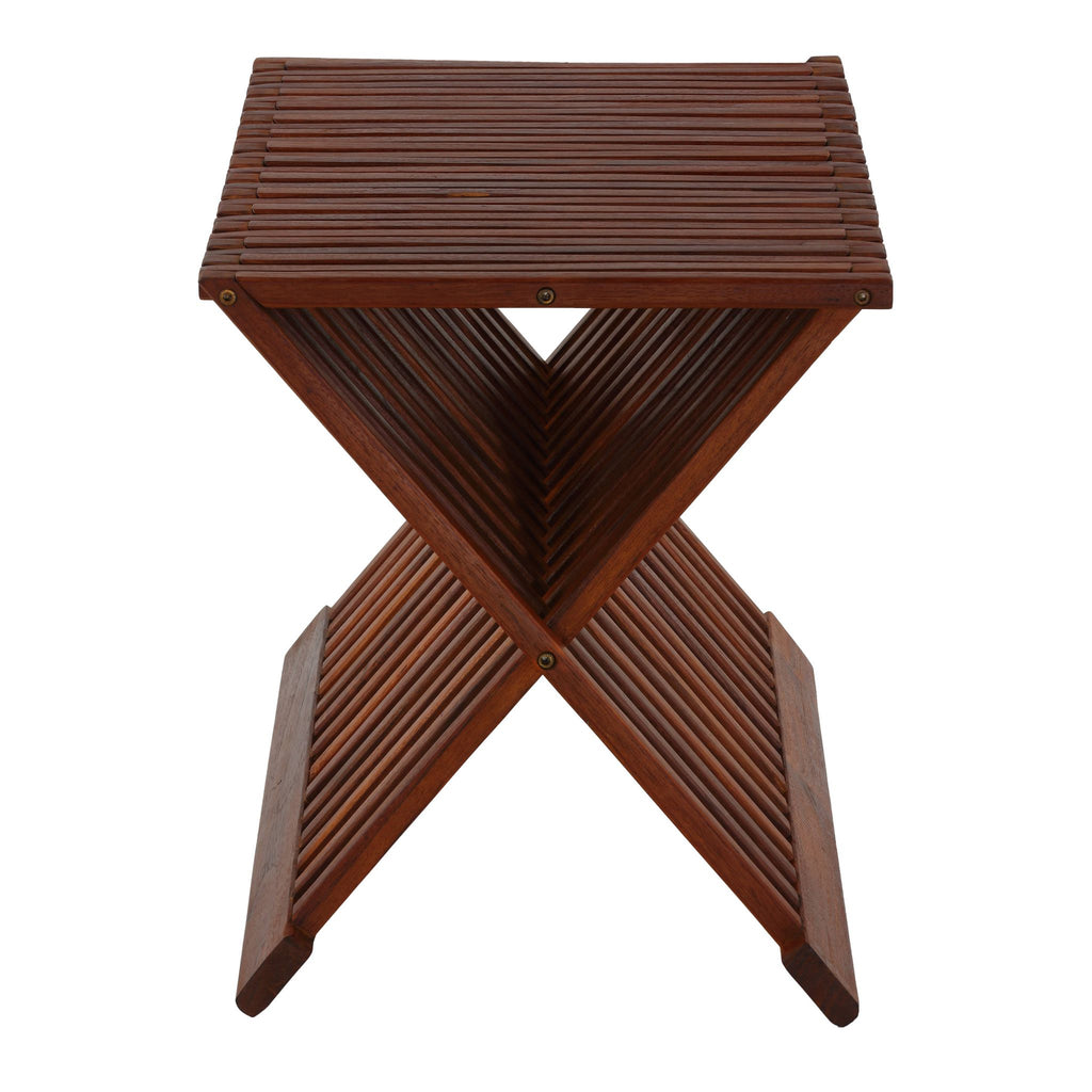 Bare Decor Felipa Folding Teak Accent Stool, 23"