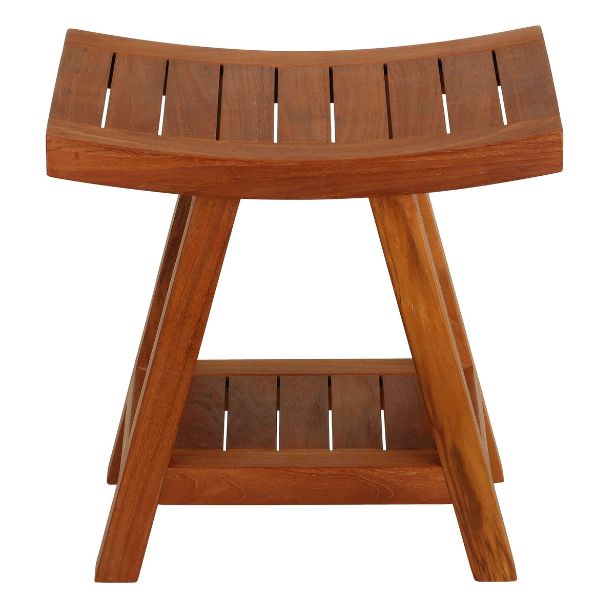 Bare Decor Niles Bench Stool with Shelf in Solid Teak Wood