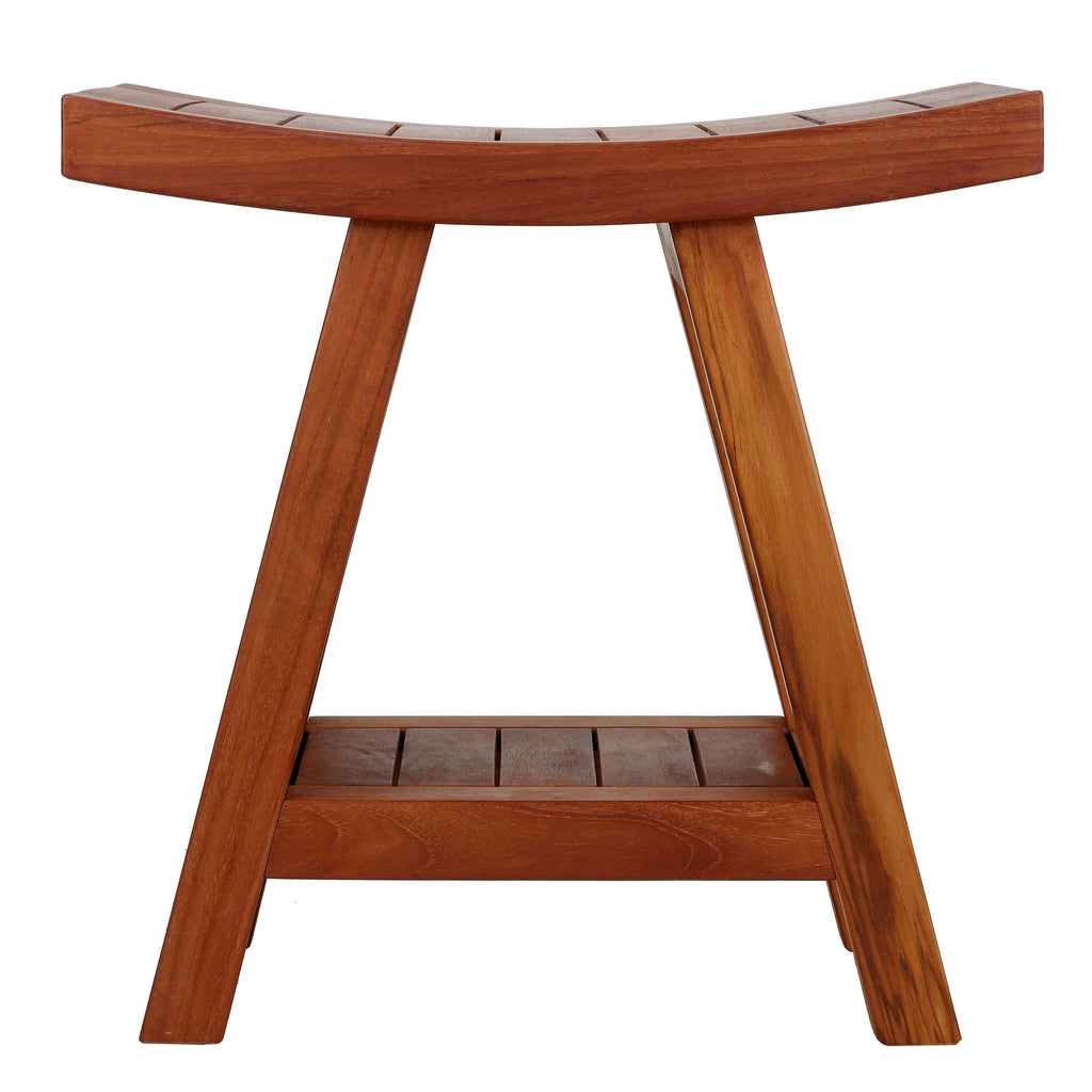 Bare Decor Niles Bench Stool with Shelf in Solid Teak Wood