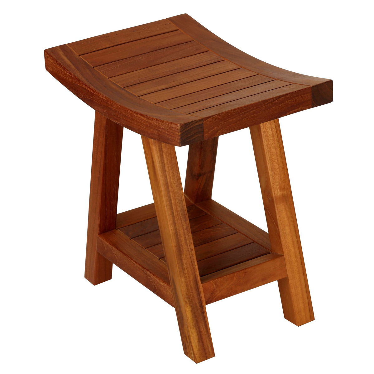 Bare Decor Niles Bench Stool with Shelf in Solid Teak Wood