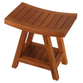 Bare Decor Niles Bench Stool with Shelf in Solid Teak Wood