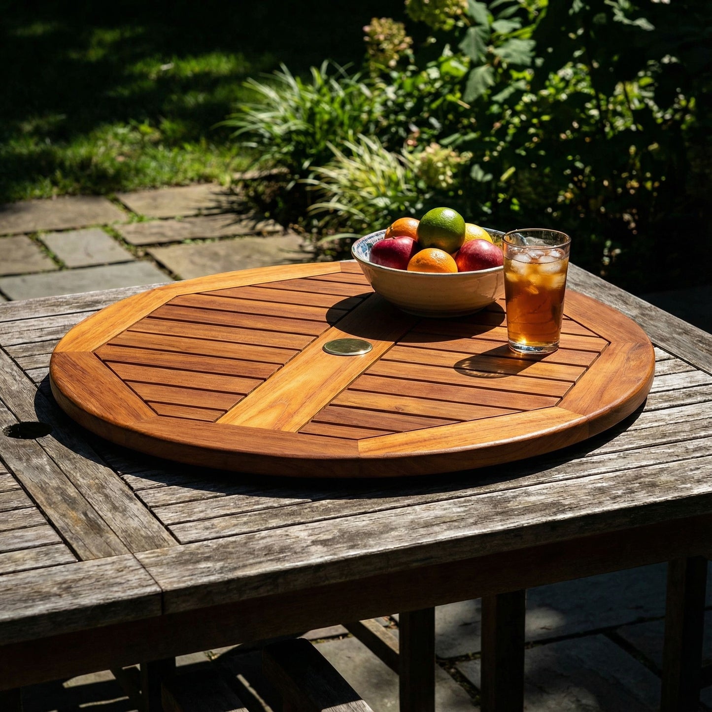 Bare Decor Indoor/Outdoor Lazy Susan in Genuine Teak Wood, Large 24" Round