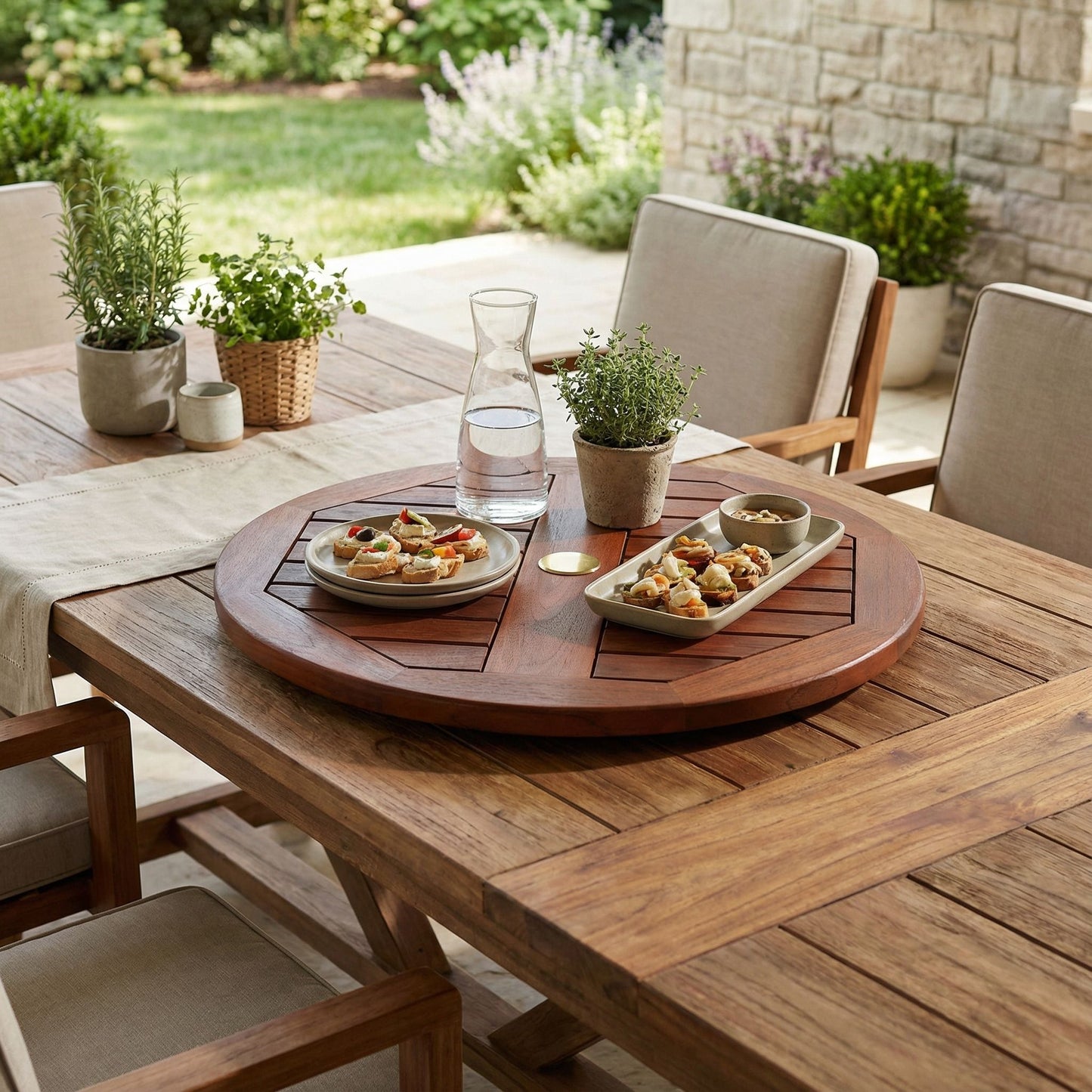 Bare Decor Indoor/Outdoor Lazy Susan in Genuine Teak Wood, Large 24" Round