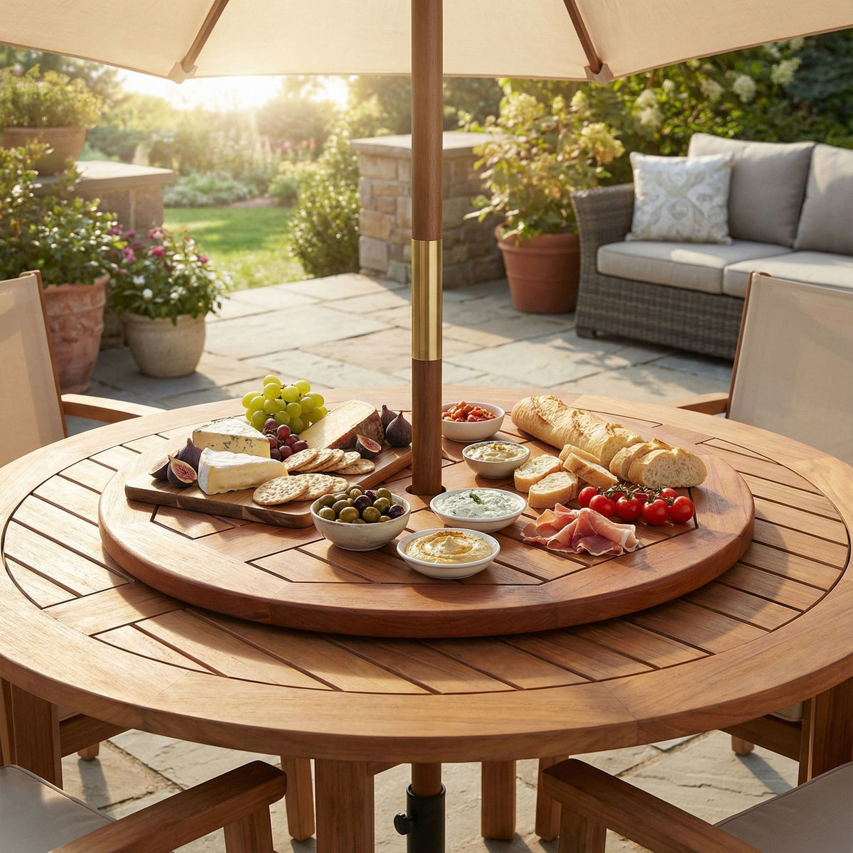 Bare Decor Indoor/Outdoor Lazy Susan in Genuine Teak Wood, Large 24" Round