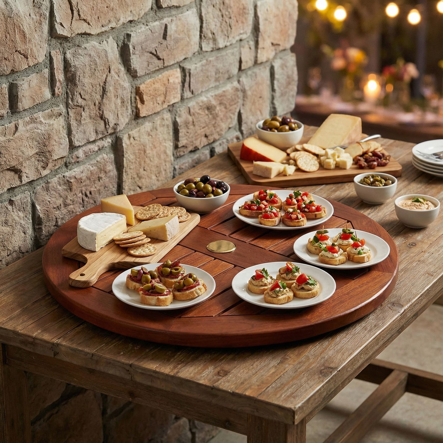 Bare Decor Indoor/Outdoor Lazy Susan in Genuine Teak Wood, Large 24" Round