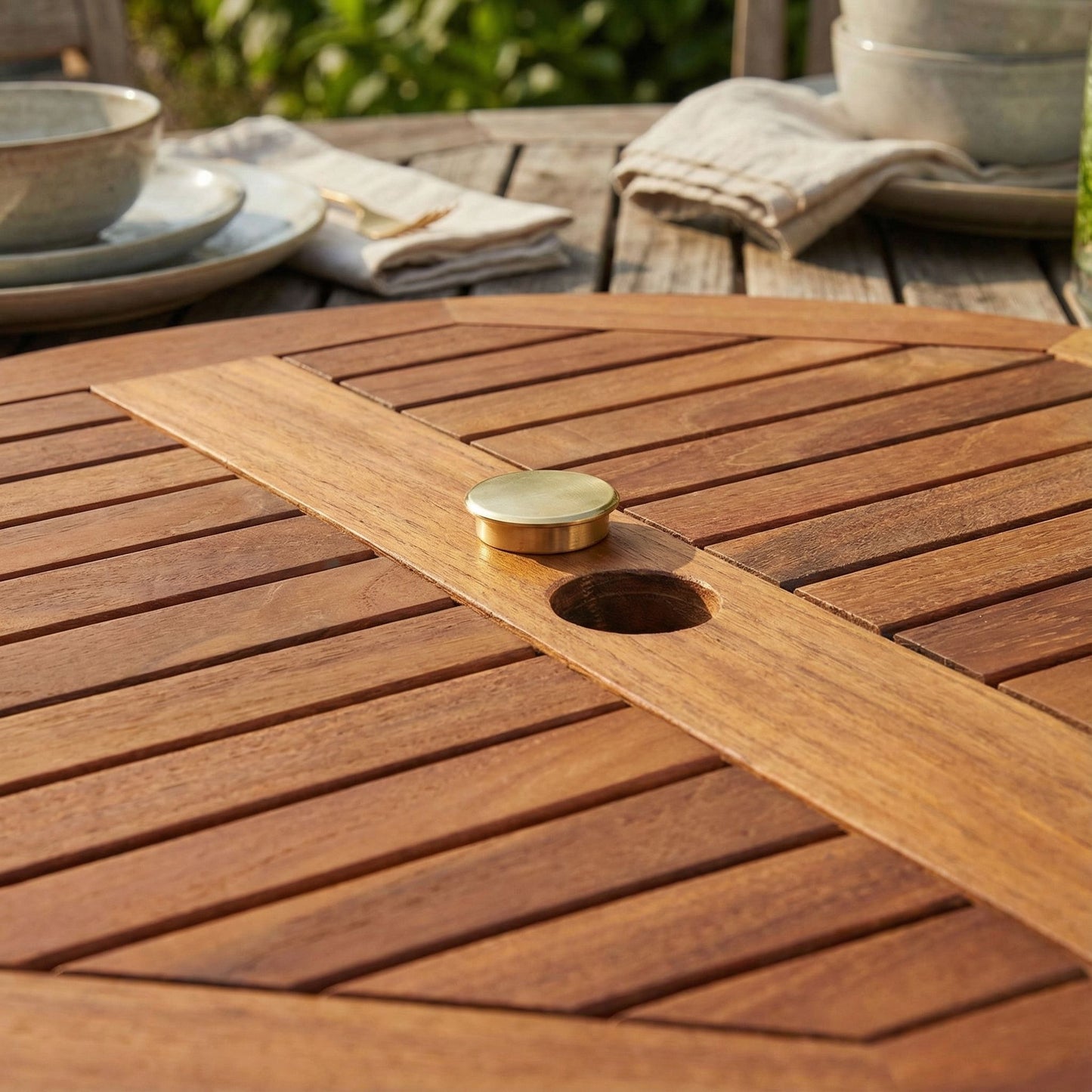 Bare Decor Indoor/Outdoor Solid Teak Wood Spinning Lazy Susan, Extra Large 32" Round