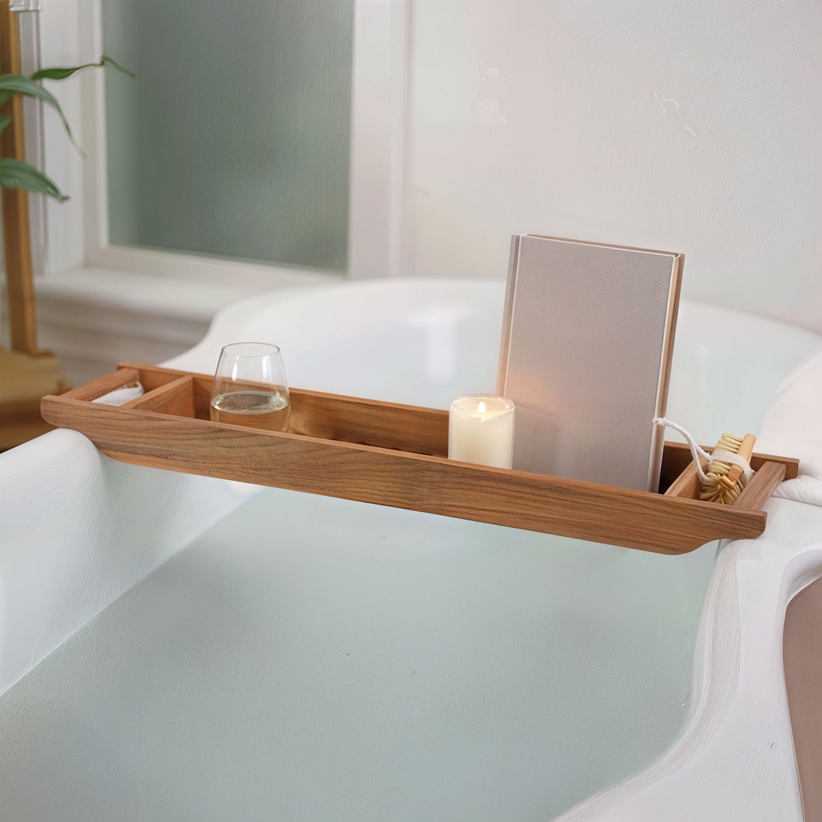 Bare Decor Vaske Natural Teak Wood Bathtub Caddy, 33" Wide