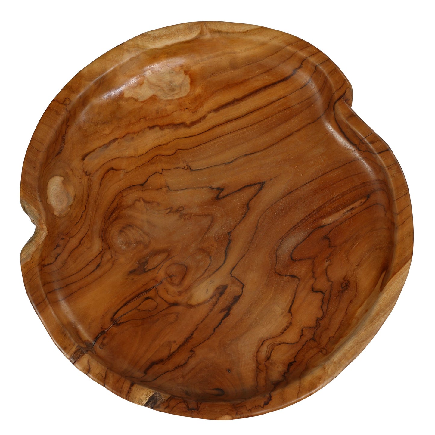 Bare Decor Ezma Solid Teak Decorative Bowl, Hand Made, 15.5" Round
