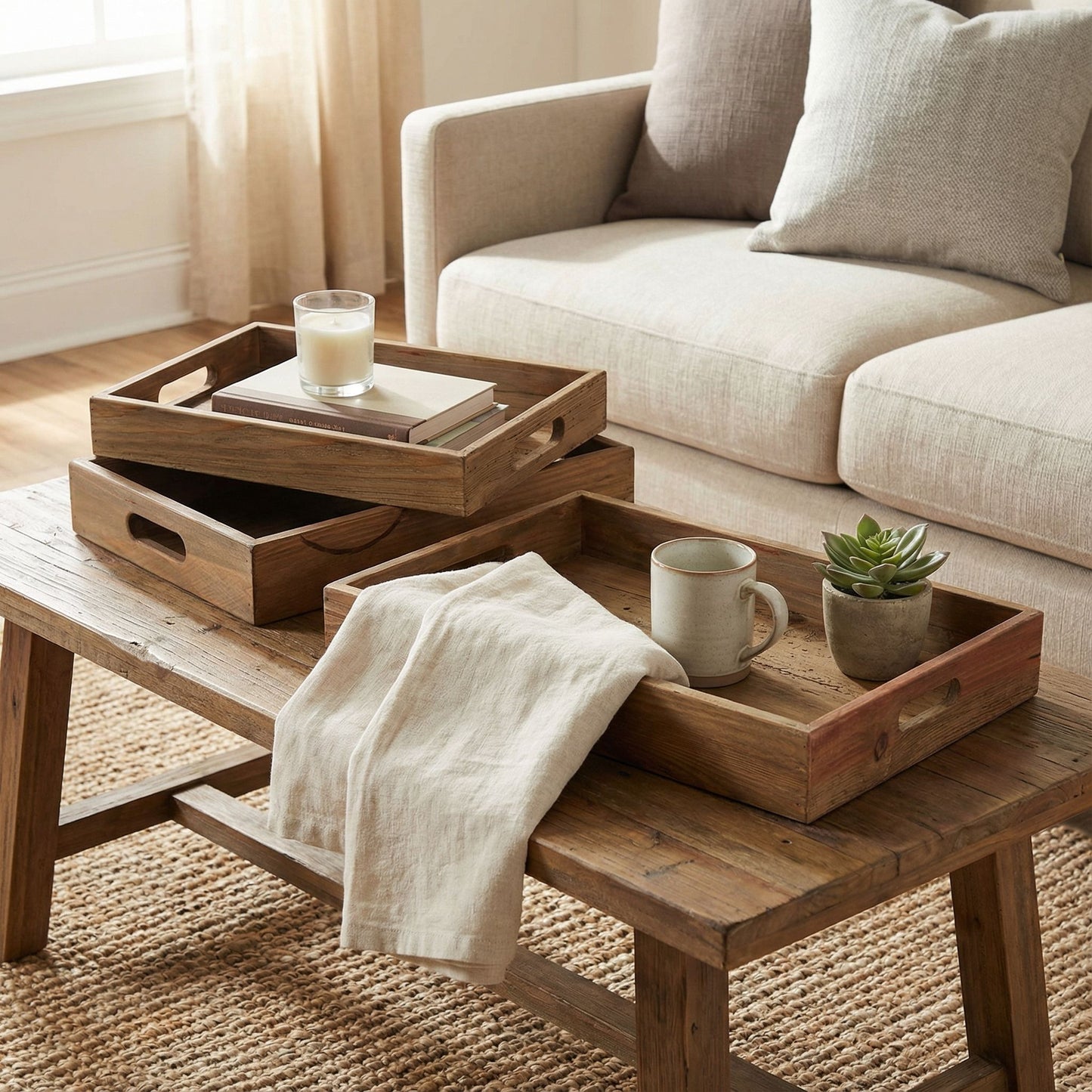 Bare Decor Carter Nesting 3 Piece Tray Set