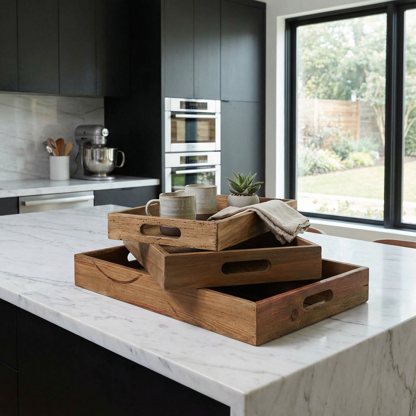 Bare Decor Carter Nesting 3 Piece Tray Set