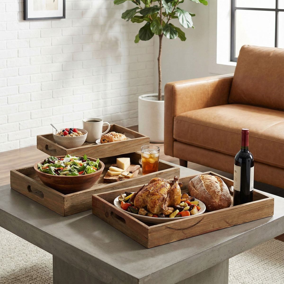 Bare Decor Carter Nesting 3 Piece Tray Set