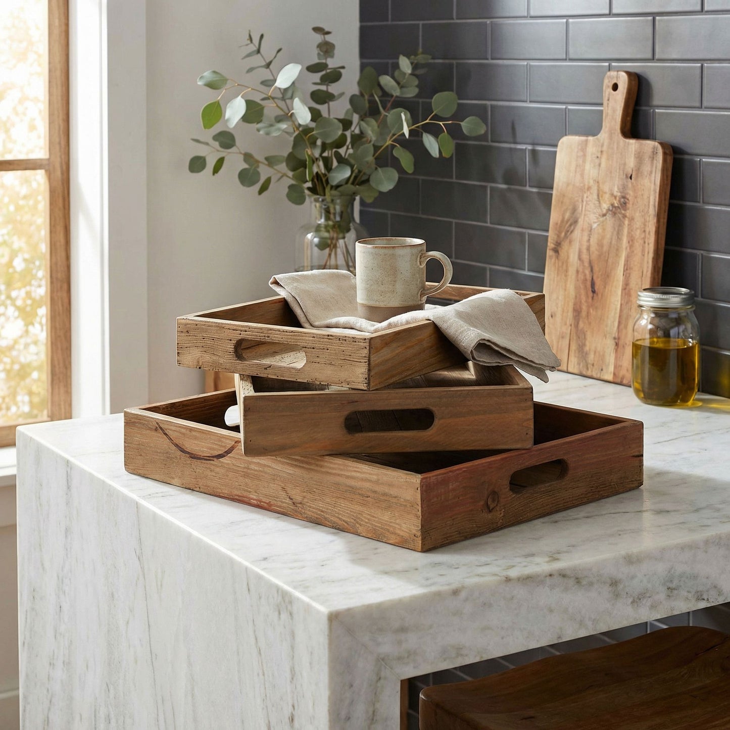 Bare Decor Carter Nesting 3 Piece Tray Set