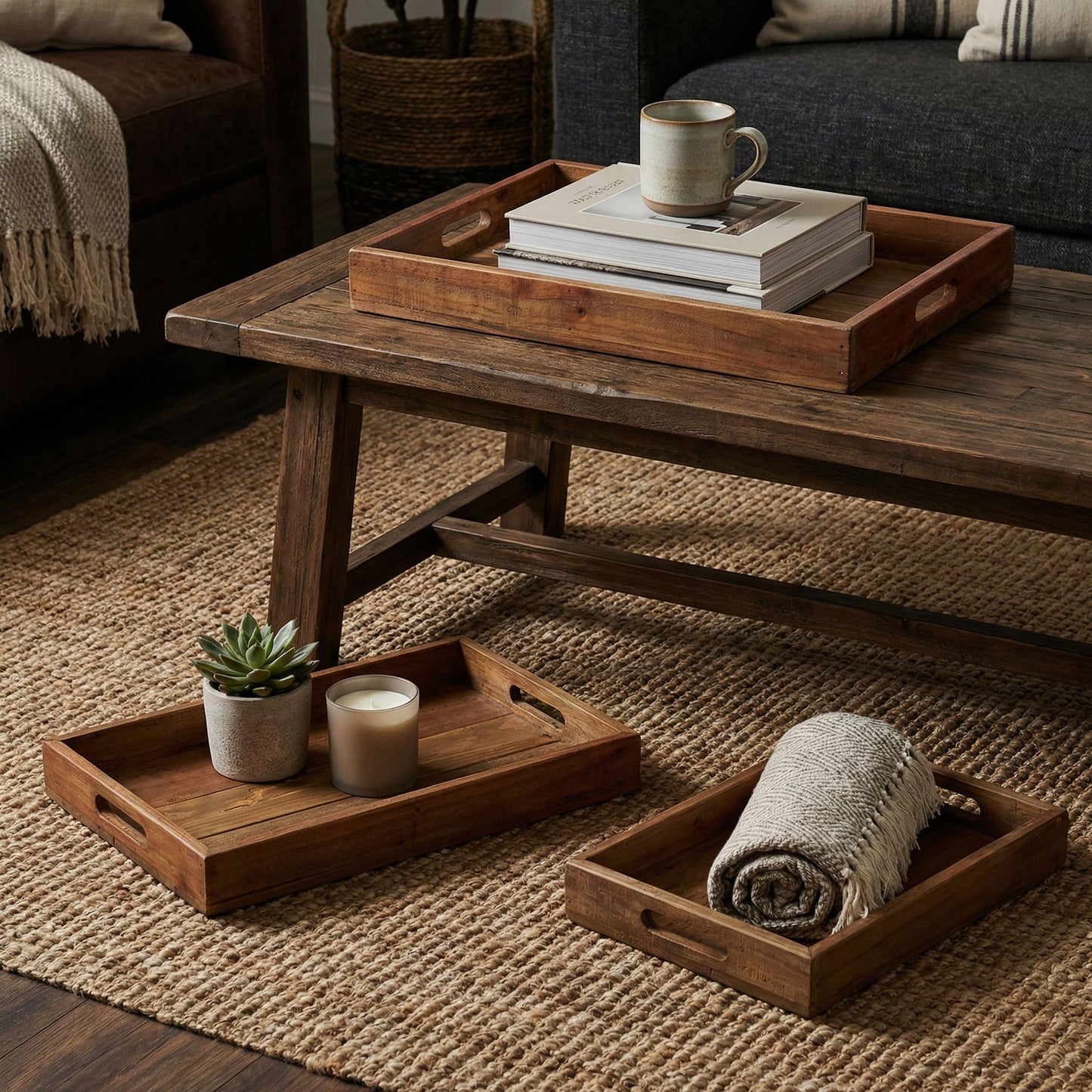 Bare Decor Carter Nesting 3 Piece Tray Set