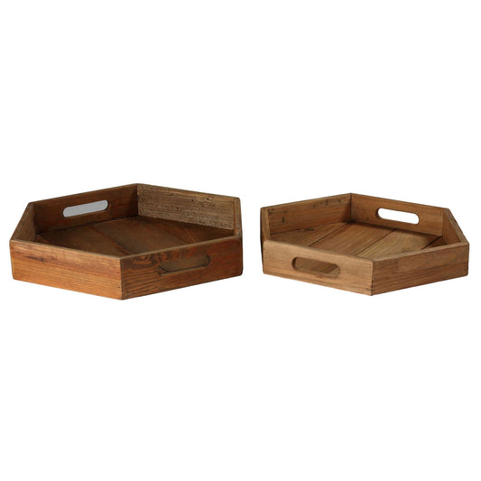 Bare Decor Cooper Hexagon Nesting 2 Piece Tray Set