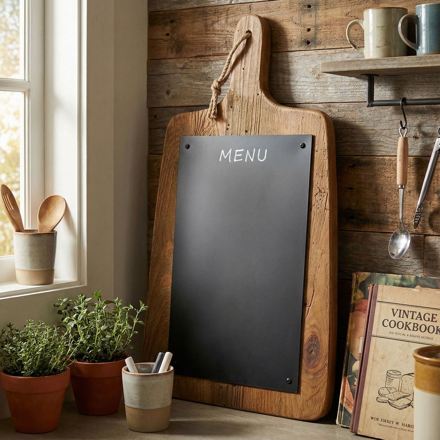 Bare Decor Flint Decorative Menu Board, Metal on Solid Wood