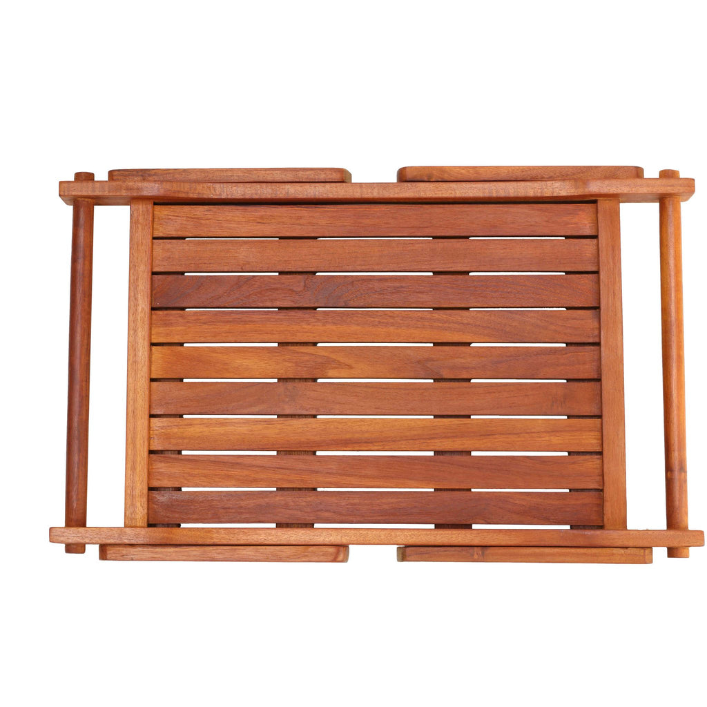 Bare Decor Eddie Serving Tray Table with Folding Legs in Solid Teak Wood
