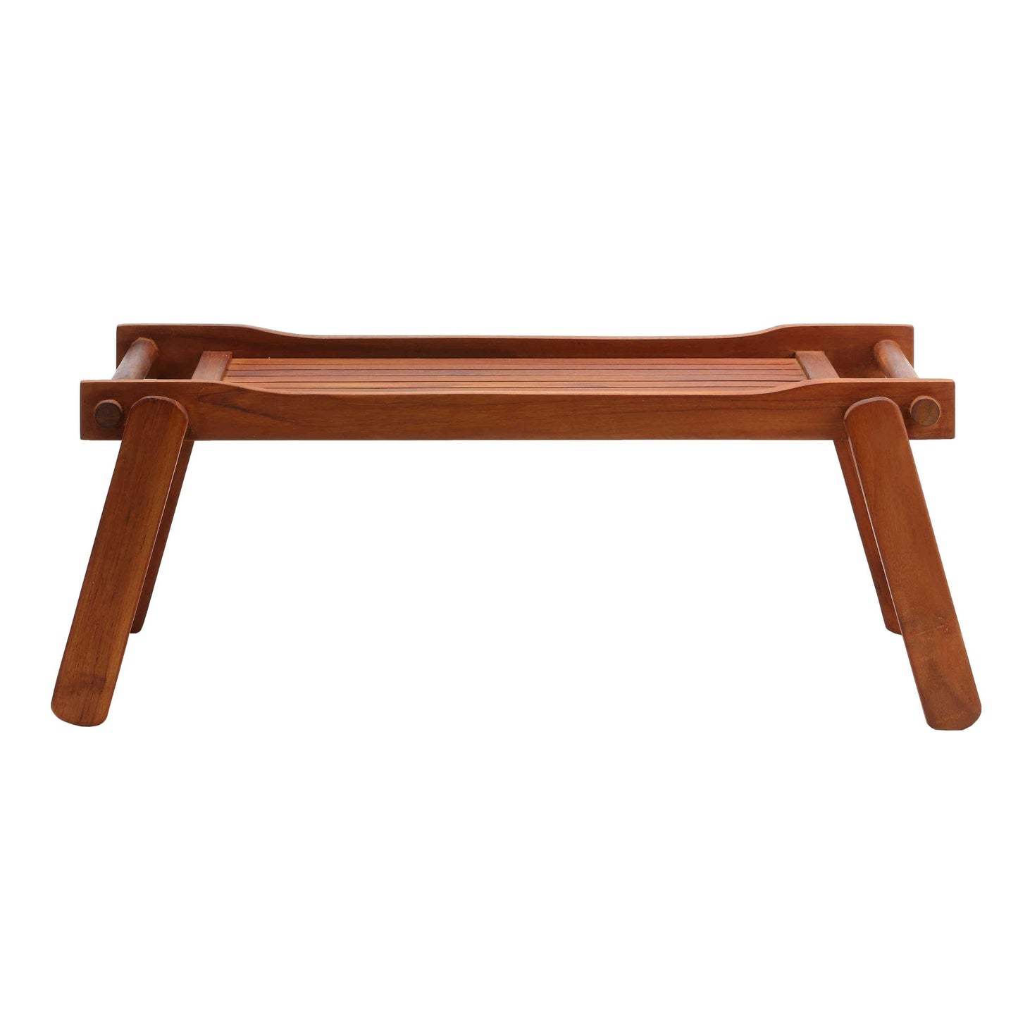 Bare Decor Eddie Serving Tray Table with Folding Legs in Solid Teak Wood