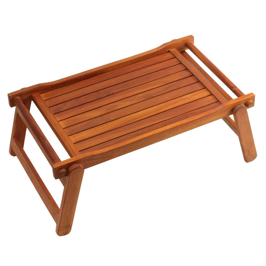 Bare Decor Eddie Serving Tray Table with Folding Legs in Solid Teak Wood