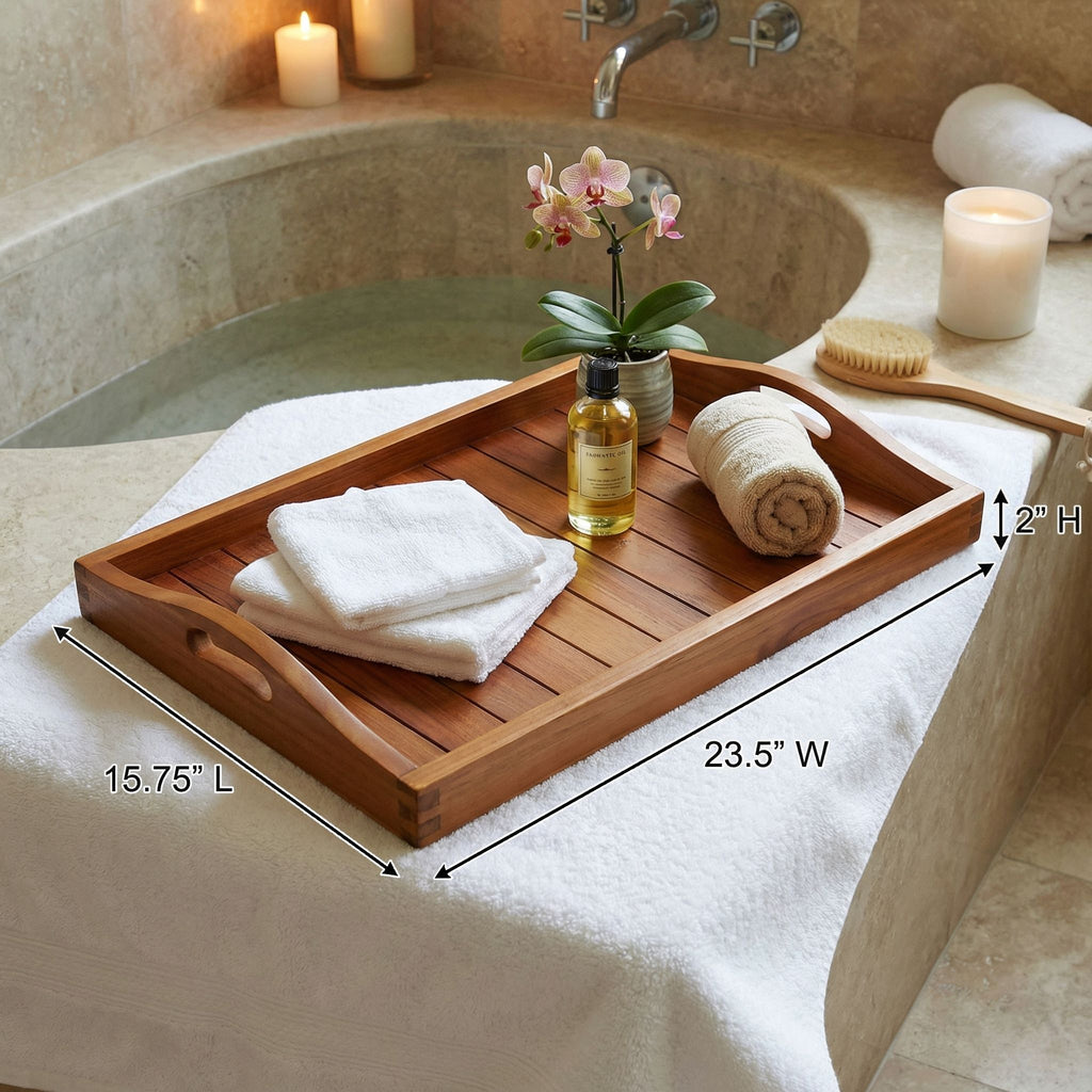 Bare Decor Vivi Spa/ Serving Tray in Solid Teak Wood
