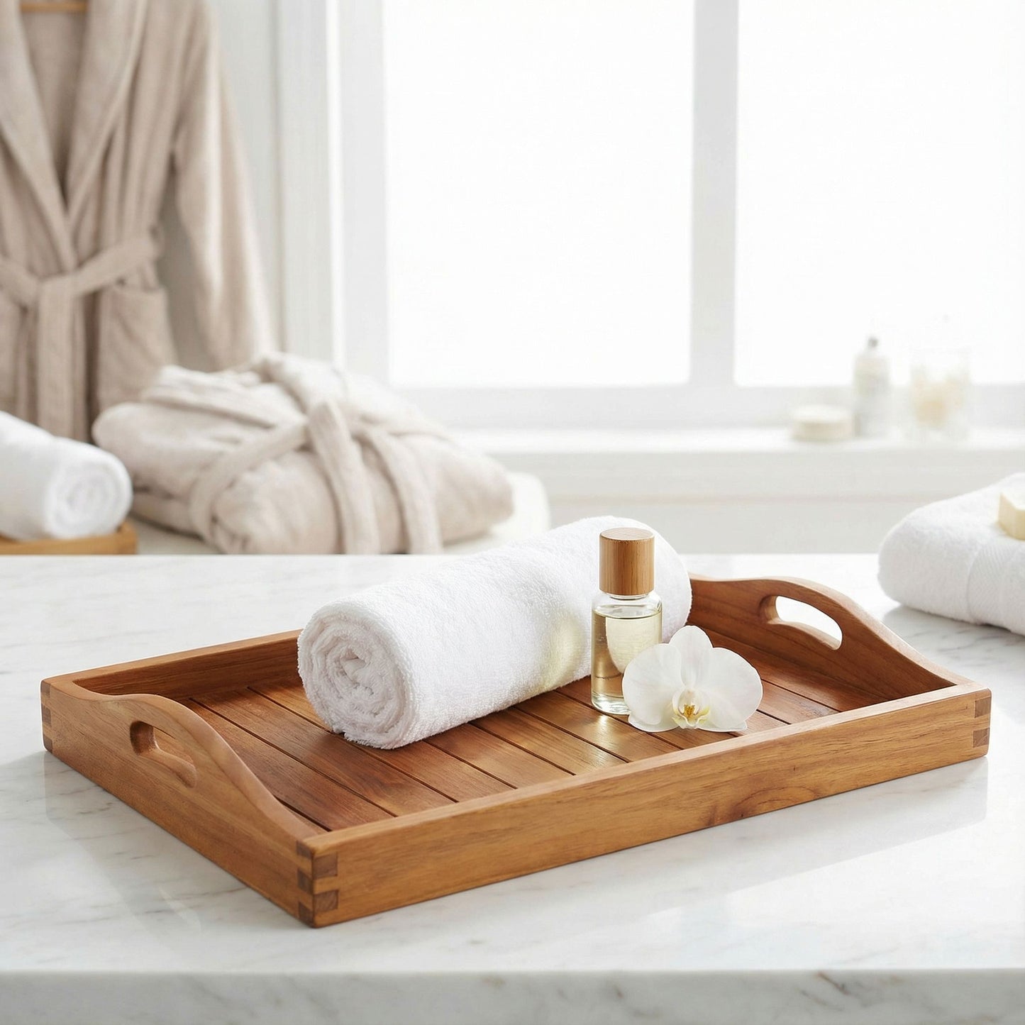 Bare Decor Vivi Spa/ Serving Tray in Solid Teak Wood