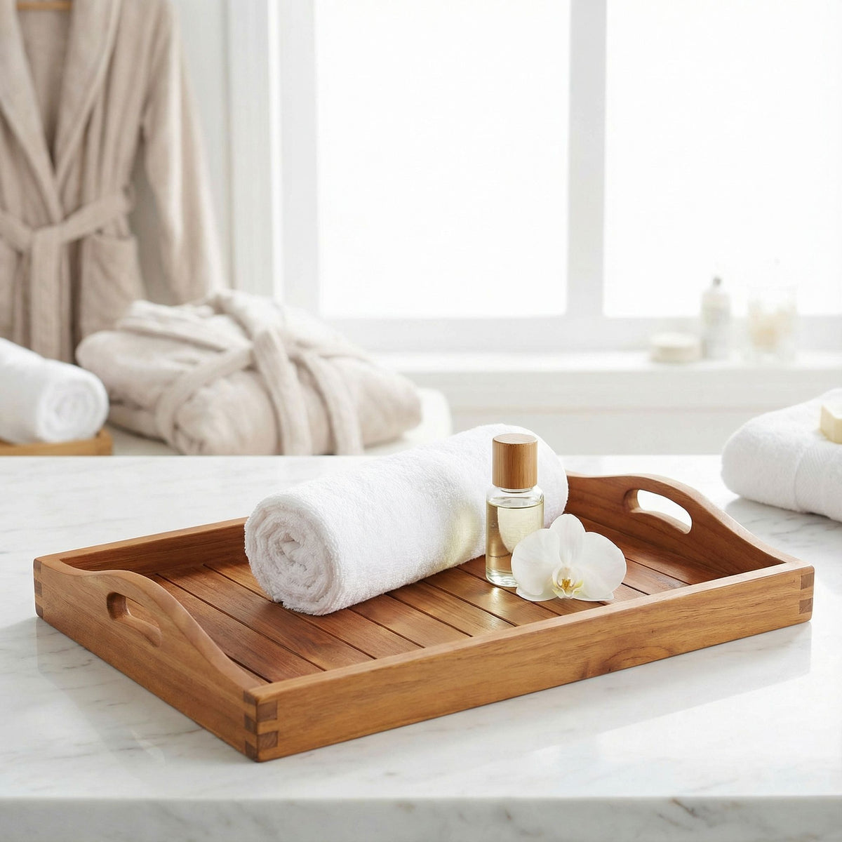 Bare Decor Vivi Spa/ Serving Tray in Solid Teak Wood