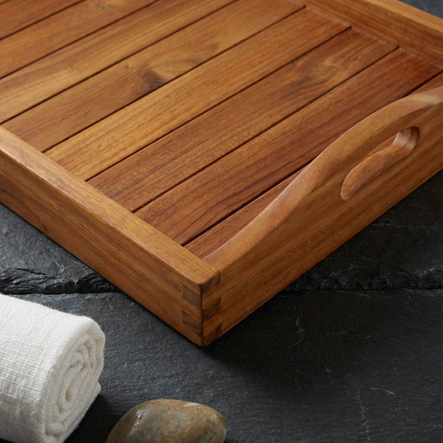 Bare Decor Vivi Spa/ Serving Tray in Solid Teak Wood